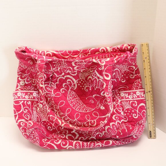 Vera Bradley Tote Cushioned Cloth Women's Red and White Handbag - Picture 5 of 6